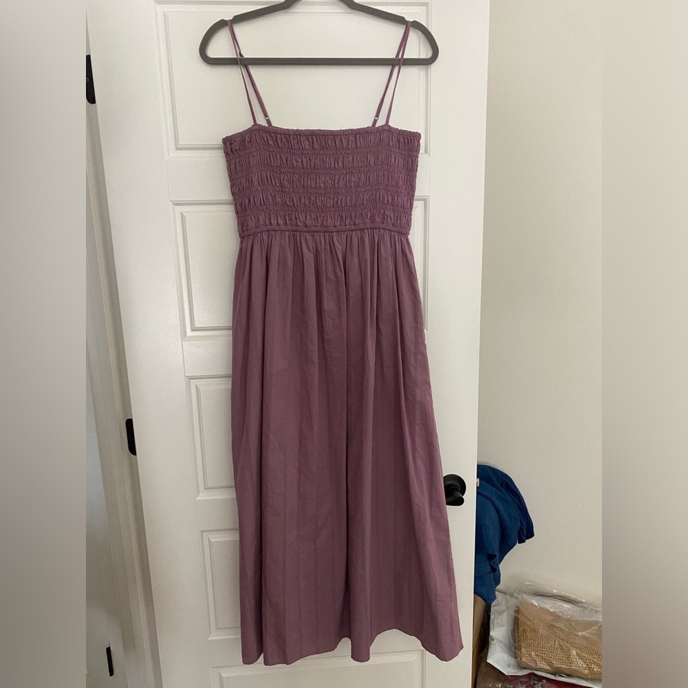 Madewell Mauve Smocked Midi Dress